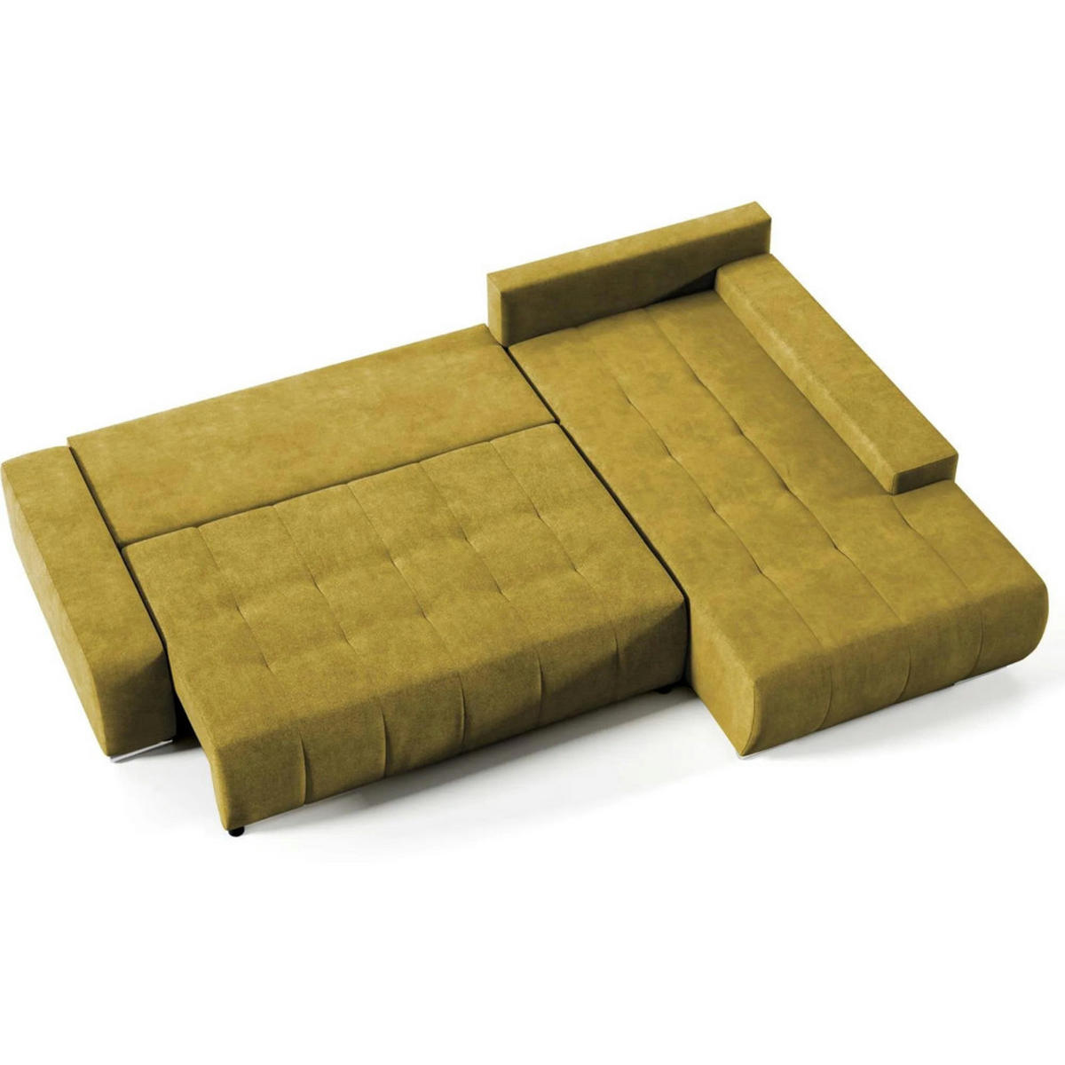 ECKSCHLAFSOFA Draco L Gelb - Gelb/Silberfarben, Textil/Metall (267/186cm) - Beautysofa