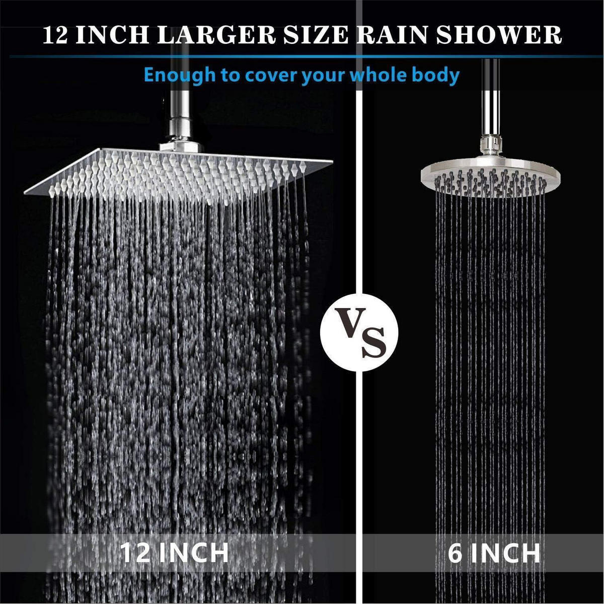 REGENBRAUSE 30 cm Quadratisch Edelstahl Chrom - Silberfarben, Metall (30.5/1/30.5cm)