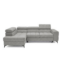 ECKSOFA PUDDING S Links mit Schlaffunktion 125x195 Velours Grau - Schwarz/Grau, Holz/Textil (177/275cm) - Muffo