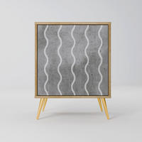 SIDEBOARD WAVES OF CONCRETE, Eichefarben, 57,5x42x75,5 cm, Goldfarbene Metallfüße - Eichefarben/Goldfarben, Holzwerkstoff/Metall (57.5/75.5/42cm) - SpaceRebels