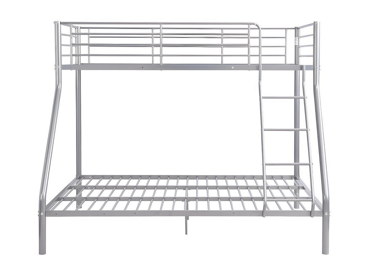 ETAGENBETT + Lattenrost - 90 x 190 & 140 x 190 cm - Metall - Silberbarfen - ELEVATIO III - Silberfarben, Metall - Vente-Unique