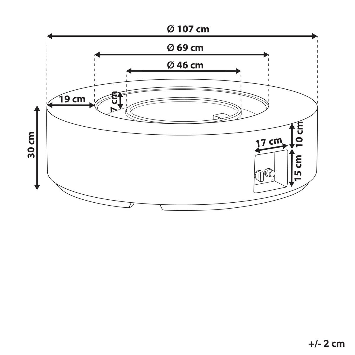 FEUERSTELLE Grau Pacaya - Grau, Stein (107/30/107cm) - Beliani