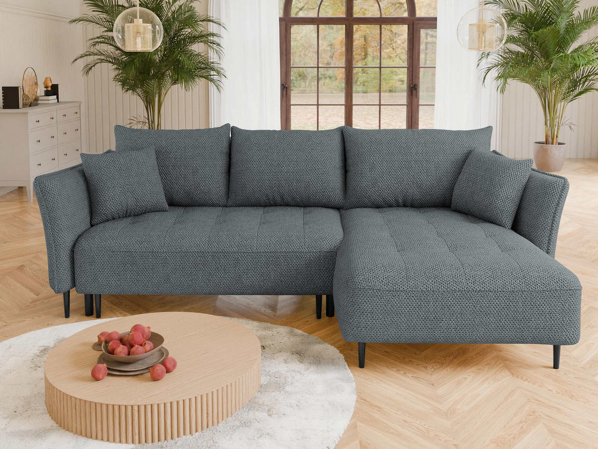 ECKSOFA Bari, Seite: Rechts - Dunkelgrau/Schwarz, Holz/Textil (276/158cm) - MIRJAN24