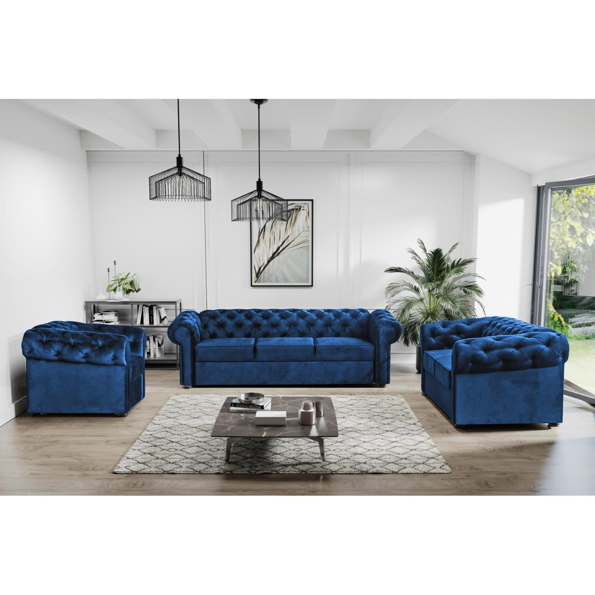 CHESTERFIELD-SESSEL Chester, Dunkelblau - Wengefarben/Dunkelblau, Textil (112/82/92cm) - Beautysofa
