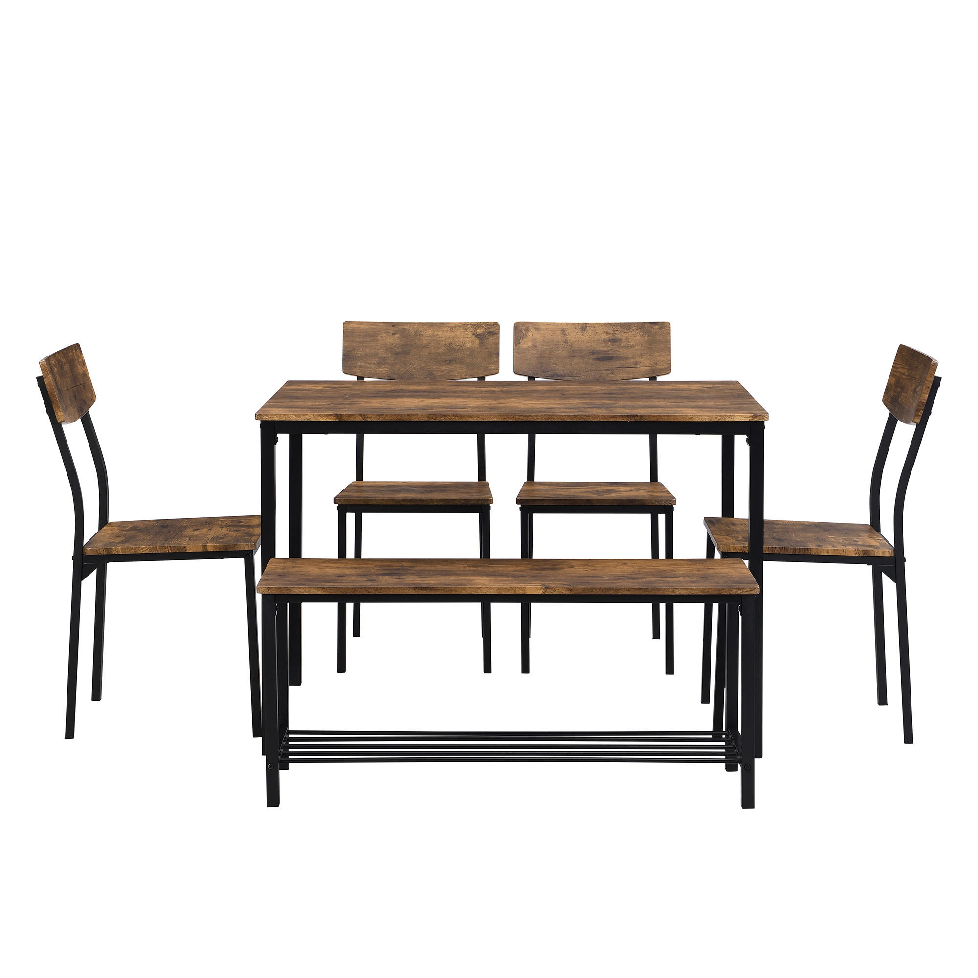 ESSTISCH SET braun - Braun, Holz/Metall (110/75/70cm) - Urban Meuble