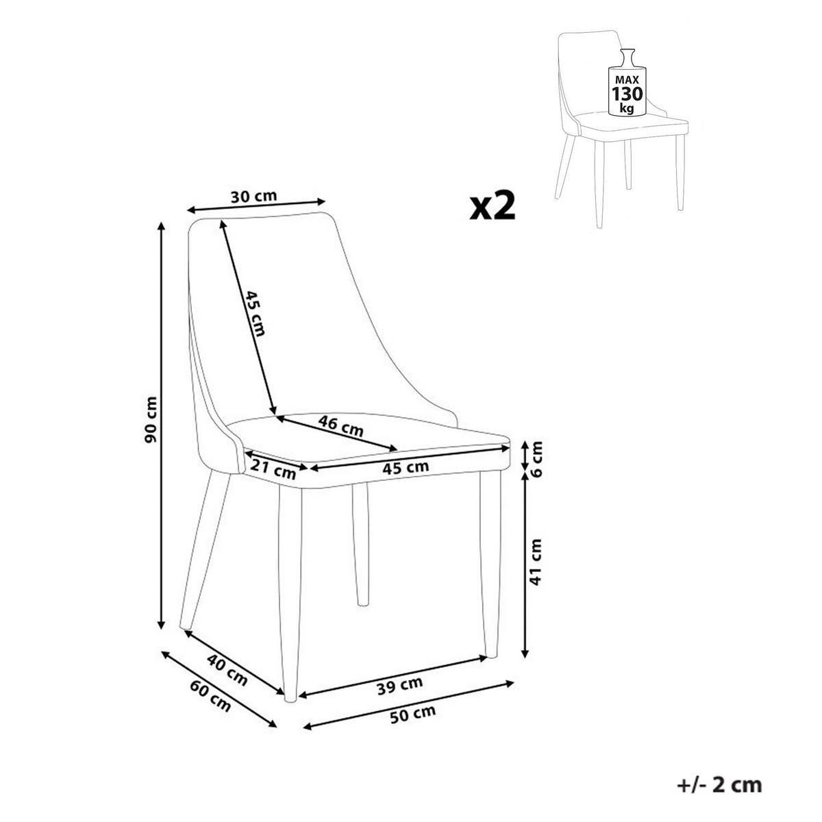 JÍDELNÍ ŽIDLE sada 2 ks čalounění Šedá Camino - šedá, kov/textil (50/90/60cm) - Beliani