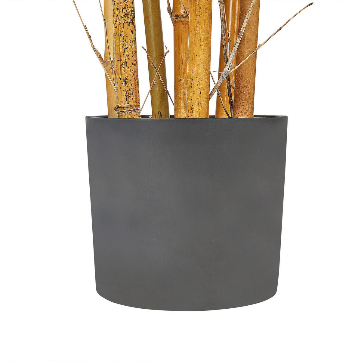 KUNSTPFLANZE im Blumentopf 220 cm Grün/Heller Holzfarbton Bamboo - Hellbraun/Grün, Kunststoff (220cm) - Beliani