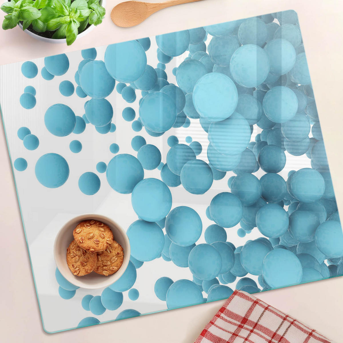 GLASPLATTE 60x52 cm Bereiche der Abstraktion - Beige, Glas (60/0.4/52cm) - TULUP