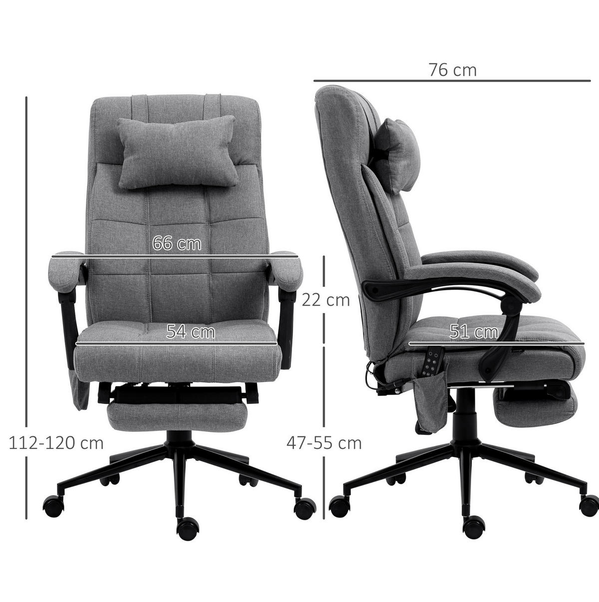 DREHSTUHL 76/66/112-120 cm grau aus Stahl Massage und Fußstütze - Grau, Metall (76/120/66cm) - OKWISH