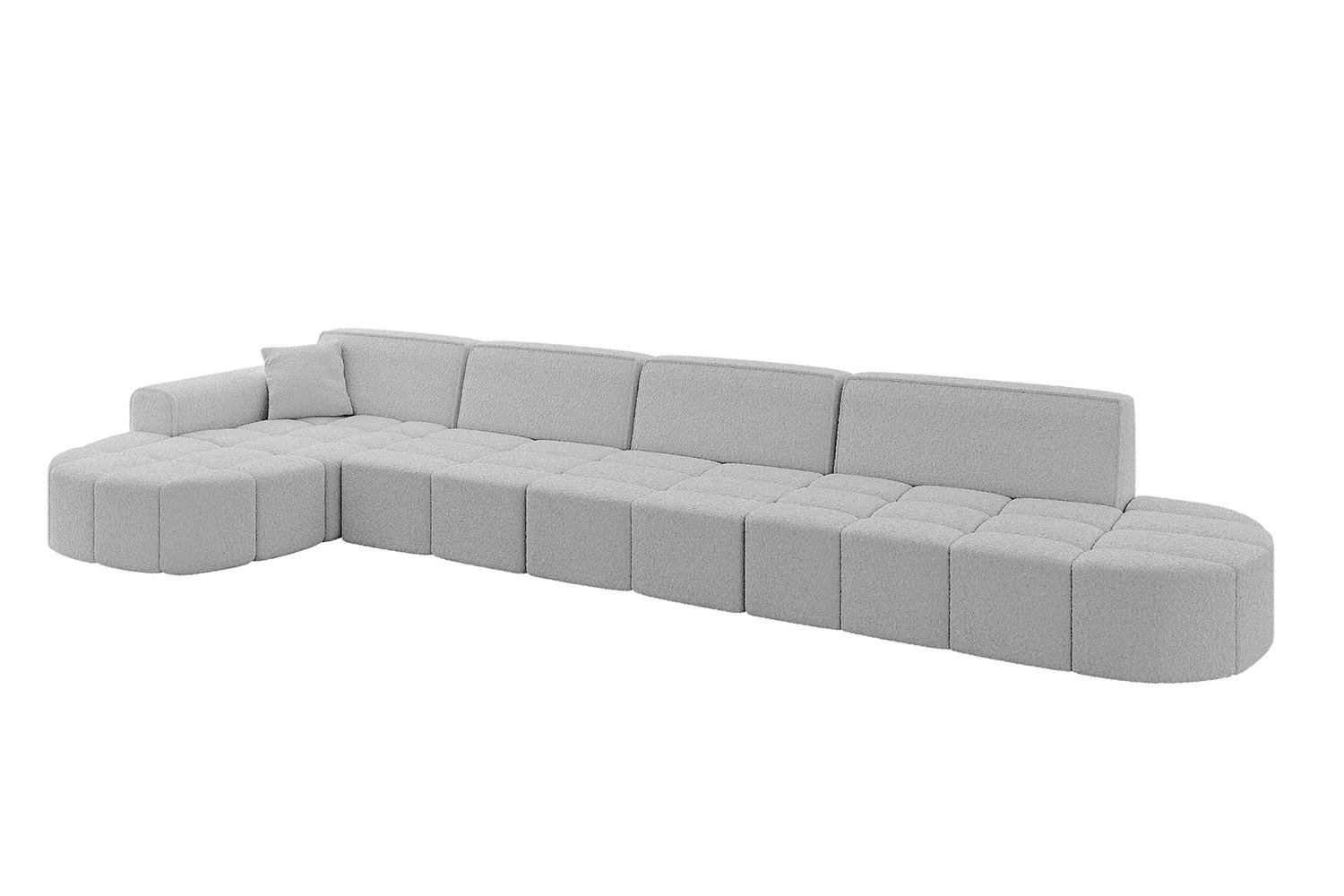 ECKSOFA Ottomane Links LIVO-L3 - 413x171x79,5 cm Hellgrau - Hellgrau, Holzwerkstoff/Textil (413/79.5/171cm) - ALTDECOR