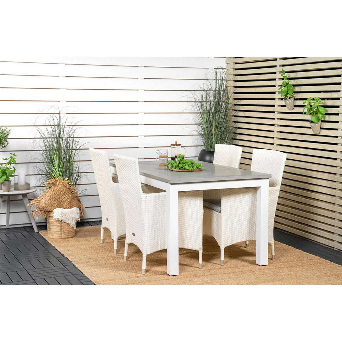 GARTENSTUHL 2ER-SET Malin Rattan Weiß - Weiß, Metall (58/92/65cm) - ebuy24