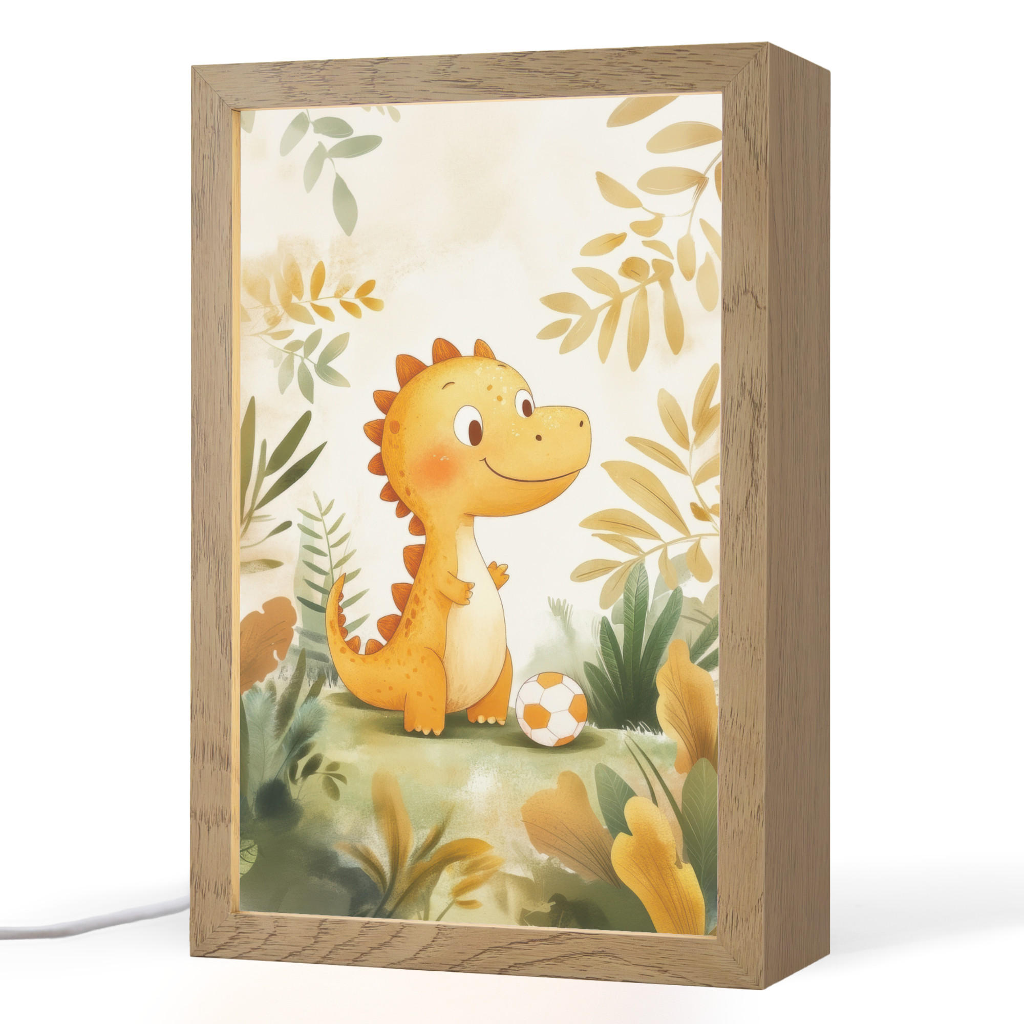 NACHTTISCHLAMPE Dino - Fußball - Orange 20x30 cm - Beige, Holzwerkstoff (8/20/30cm)