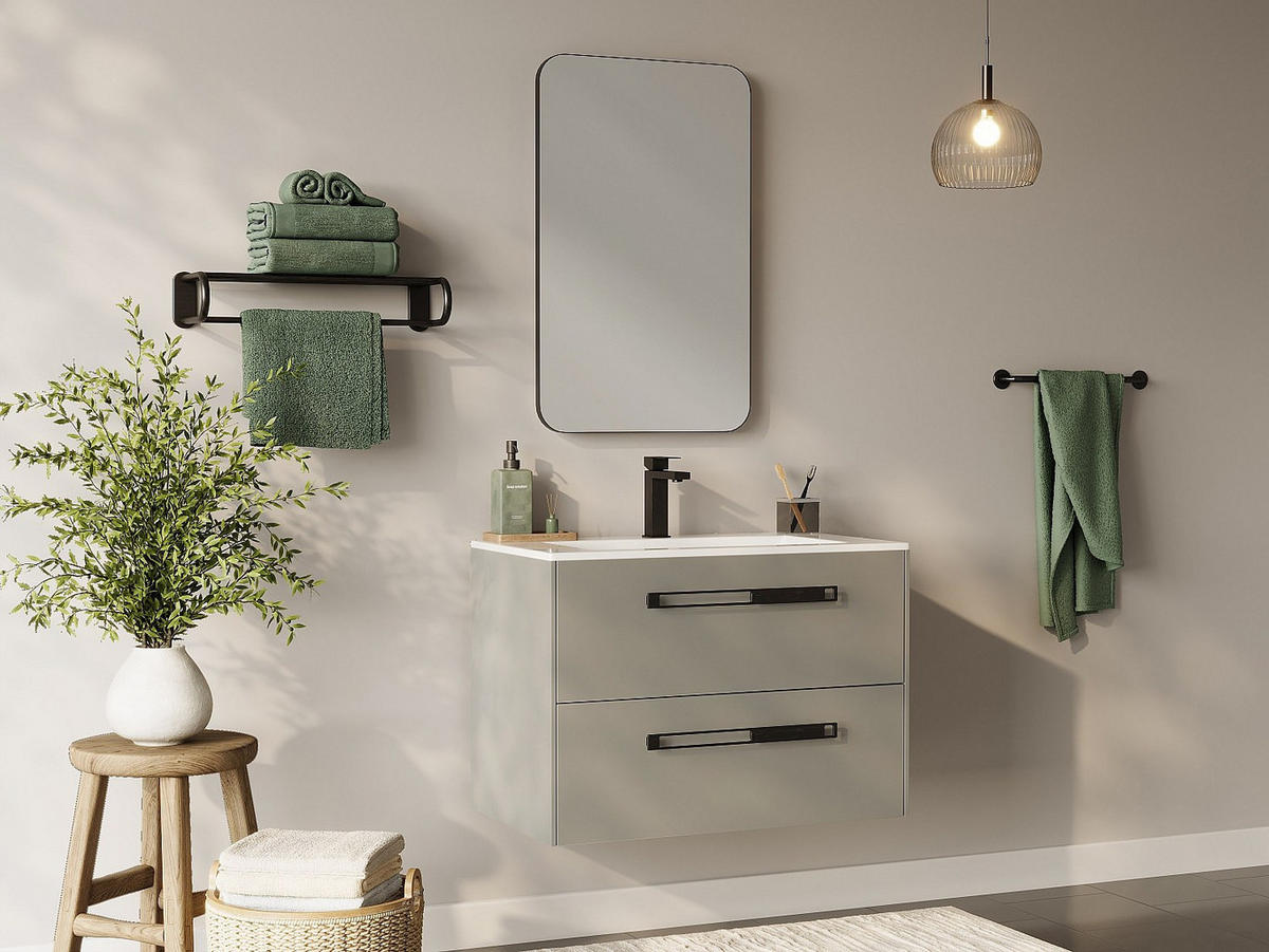 WASCHBECKENUNTERSCHRANK - 79.4cm x 45.5cm - MDF - grau - FELNA - Grau, Holz (79.4/55/45.5cm) - Vente-Unique