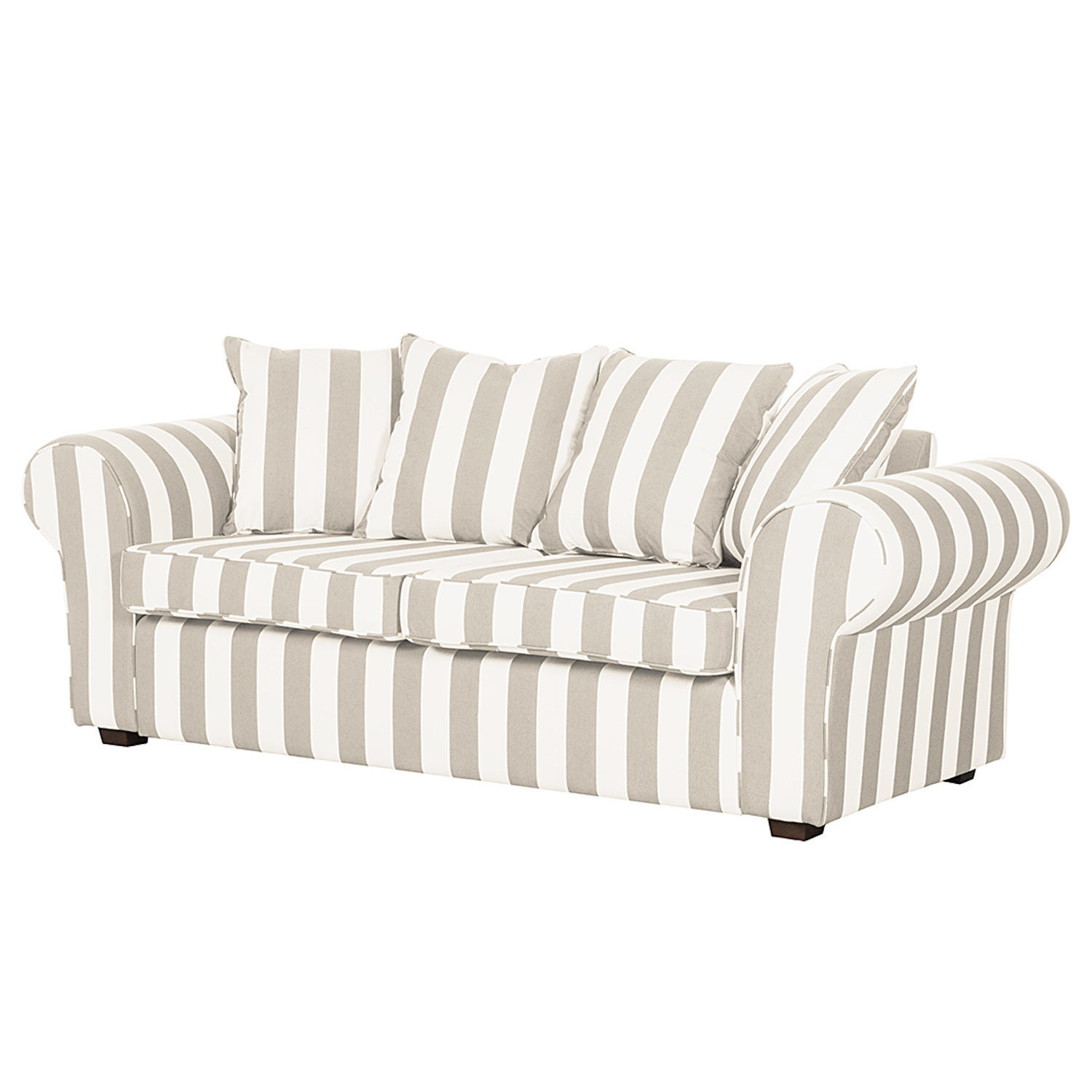 3-SITZER SOFA - Webstoff - Dunkelbraun/Beige, Buchenholz/Textil (217/88/88cm) - home24