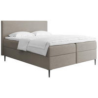 BOXBETT Alba Rise mit Bettkasten, Taupe Chenille 200x200 cm – inkl. H4 Taschenfederkern Matratze & Foam Topper - Taupe/Beige, Holz/Textil (200/200cm) - WFL GROUP