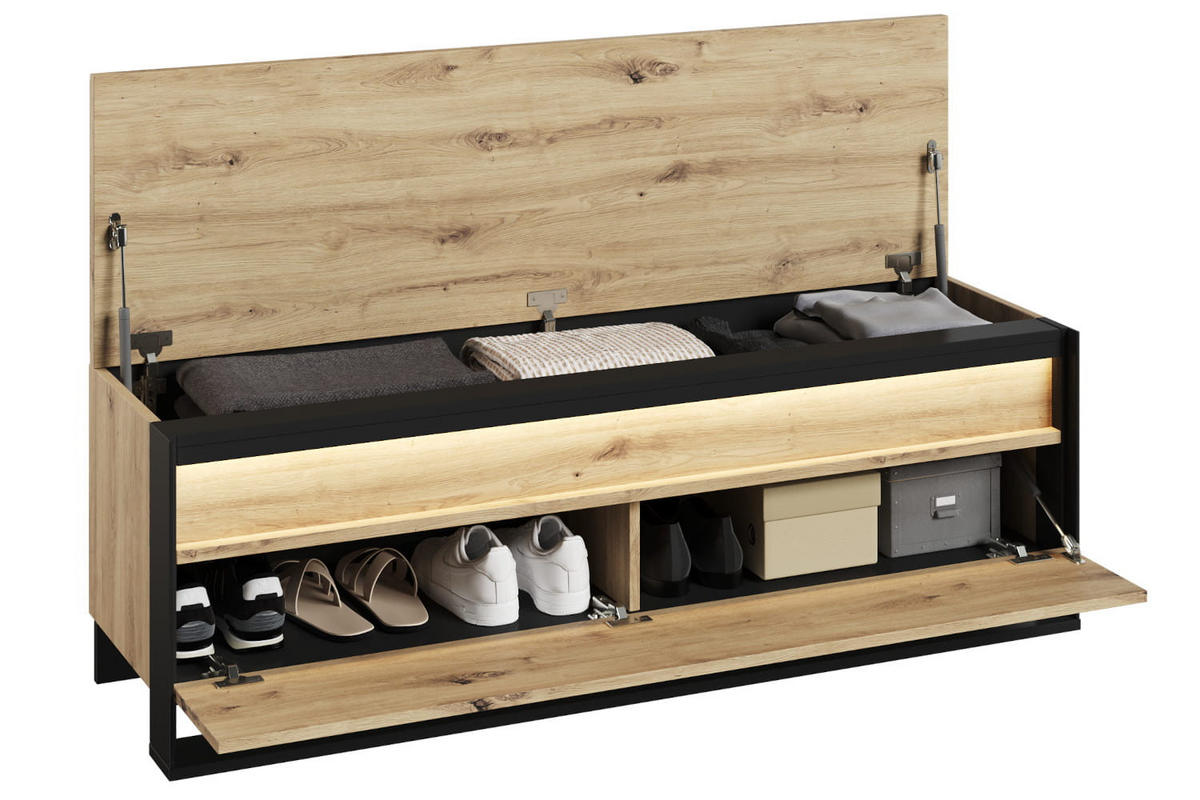 GARDEROBE Quant 1 - Schwarz/Eiche Artisan, Holzwerkstoff (135/182/40cm) - Meblini