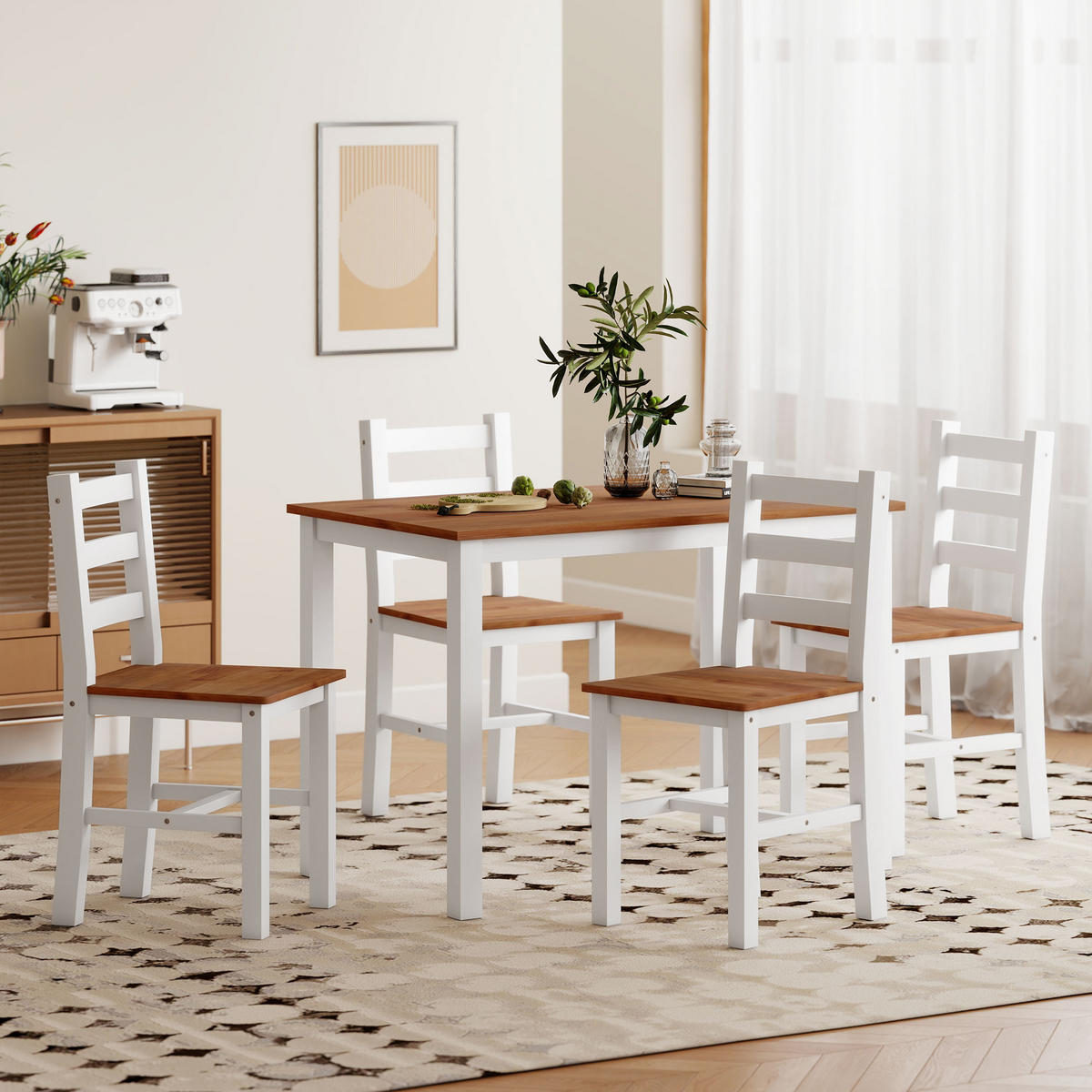 ESSTISCH-SET DE-10191 5-teilig, rechteckig Braun - Braun, Holzwerkstoff (65/75/108cm) - ComfortXL