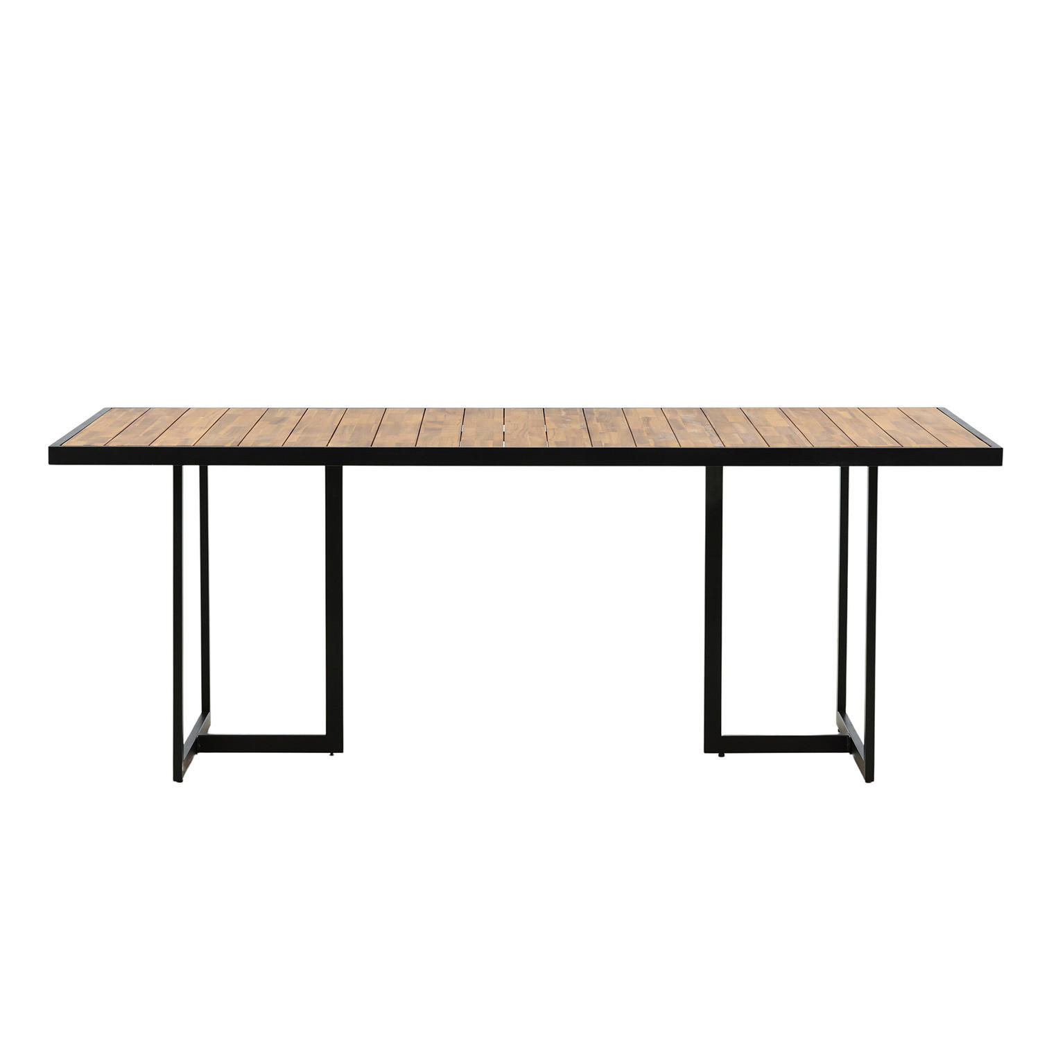 GARTENTISCH - Beige - Holz teilmassiv - 100 x 75 x 200 cm - Beige/Schwarz, Holz (200/100/75cm) - home24