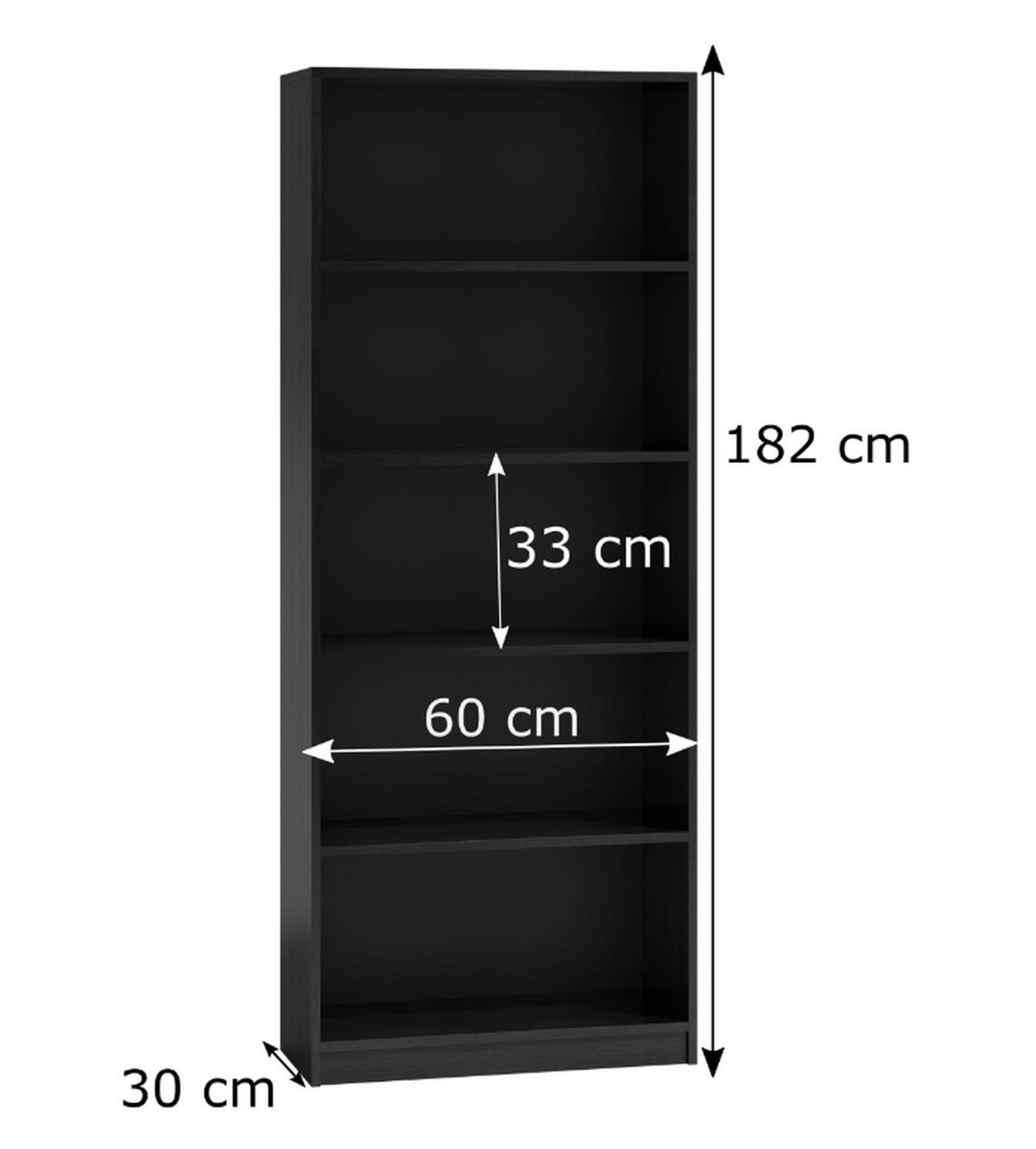 BÜCHERREGAL Schwarz 60/182/30 - Schwarz, Holzwerkstoff (60/182/30cm) - RAUMHIRSCH FURNITURE