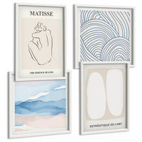 BILDER SET 4er Set - 50x50 cm & 40x60 cm Weißer Rahmen - Matisses abstrakte Formen - Weiß, Kunststoff (50/50cm) - TULUP