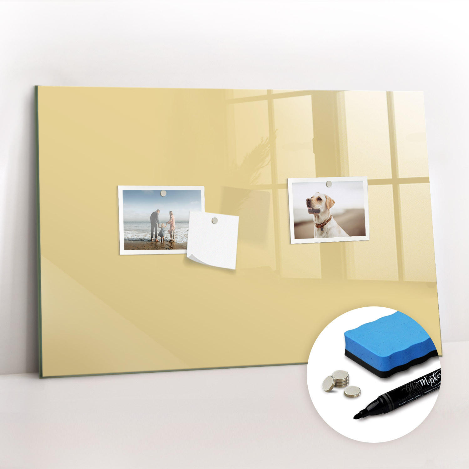 MAGNETTAFEL 60x40 Creme schwarzer Marker - Creme, Glas (60/0.4/40cm) - TULUP