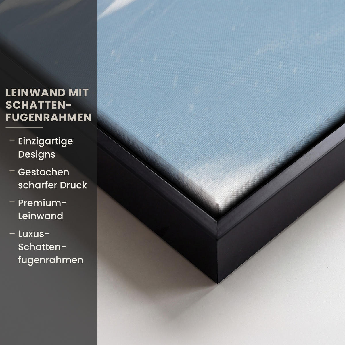 LEINWAND Bilder mit Rahmen - Winterlandschaft - Natur - Berge - Bäume - Schnee - 120x80 - Hellblau, Textil (120/80cm) - MuchoWow