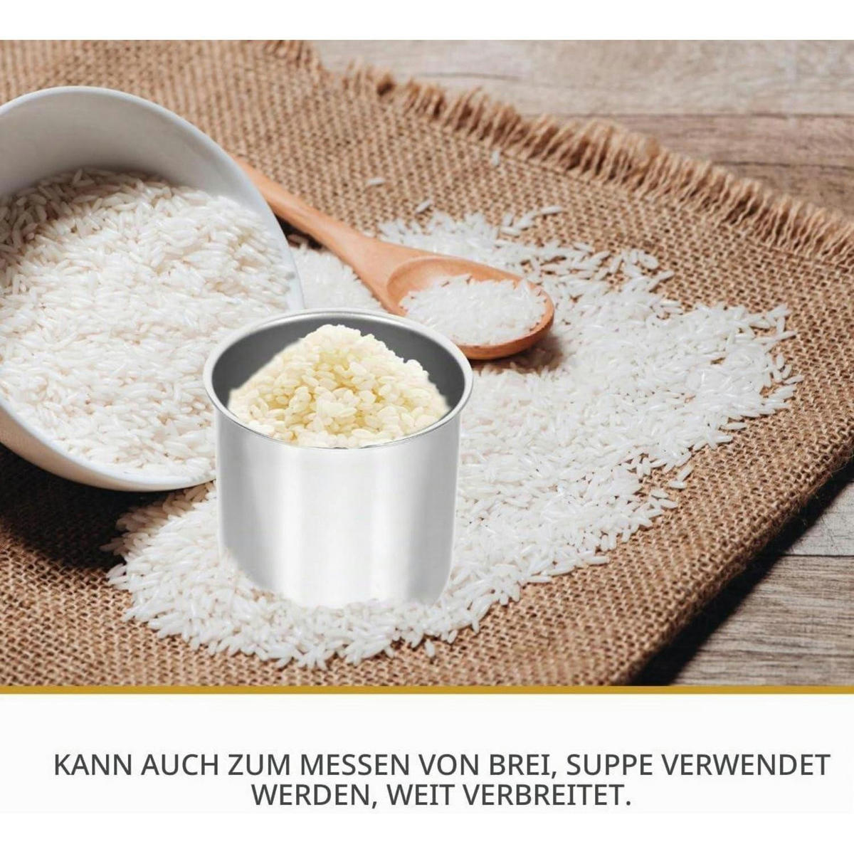 MESSBECHER Edelstahl mit Skala - Silberfarben, Metall (0.3L)