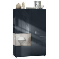 VITRINE Morena Einsatz in Sandgrau Hochglanz - Sandfarben, Holzwerkstoff (91.5/136.5/37cm) - Vladon