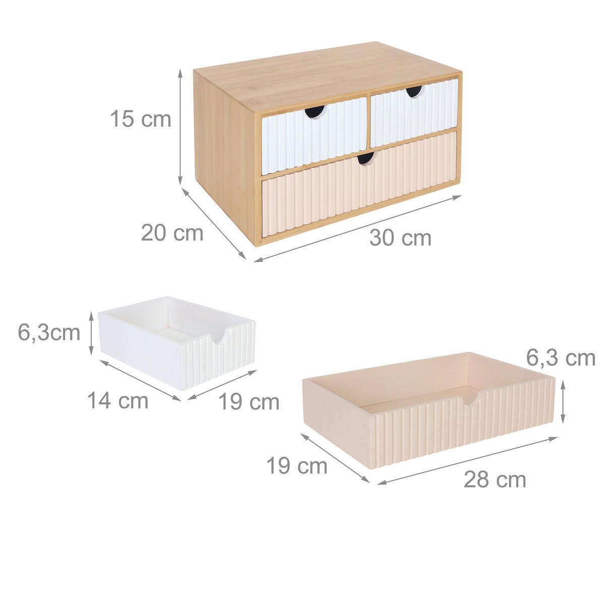 SCHUBLADENBOX - Multicolor, Holz/Holzwerkstoff (20/30/15cm) - Relaxdays