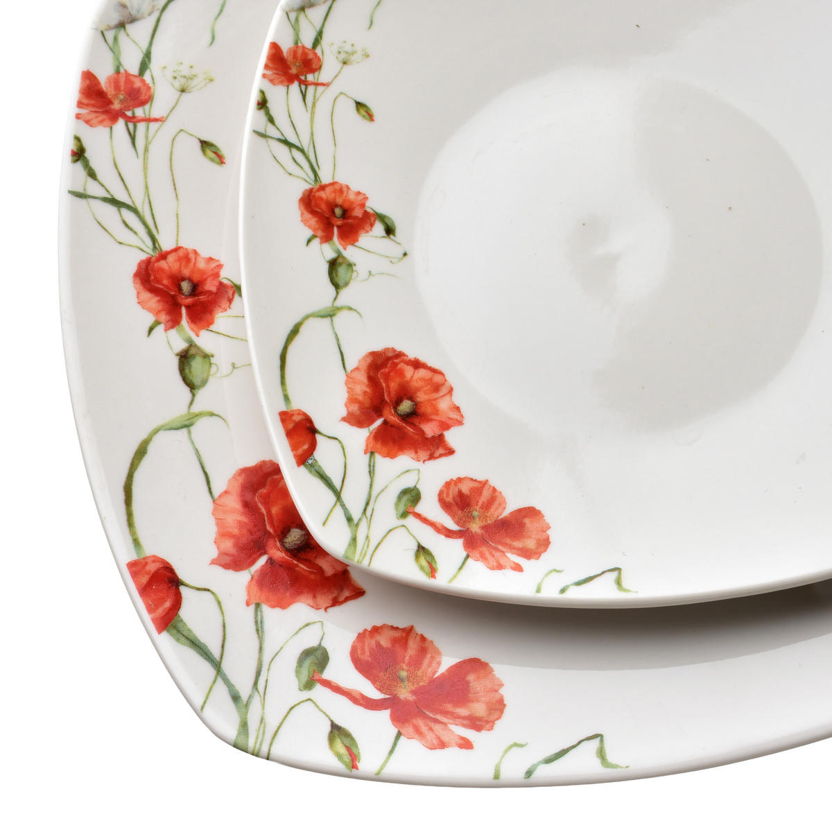GESCHIRR-SET Lea 18-tlg Dunkelrot 30/30/20cm Porzellan - Dunkelrot, Keramik (30/20/30cm) - Mondex