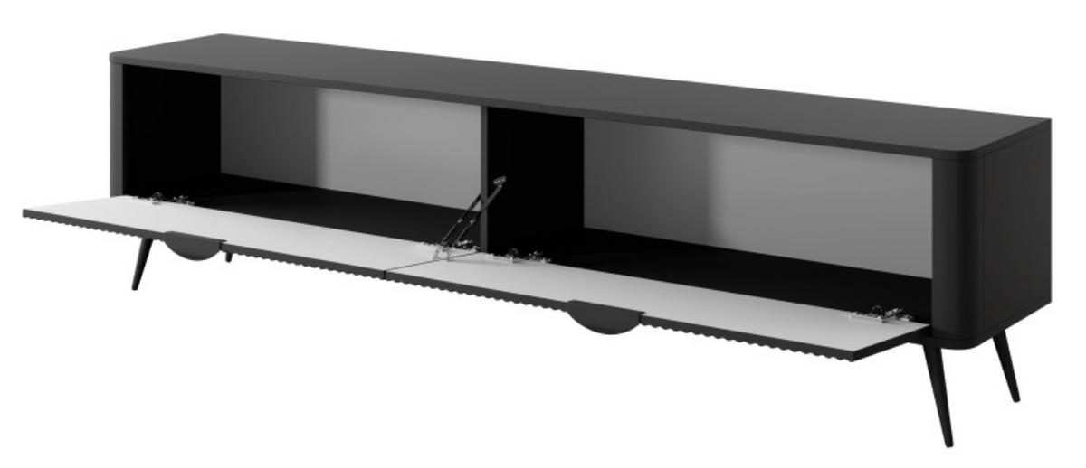 SCHRANK Schwarz Lena Gerillt 200 cm - Schwarz, Holzwerkstoff (200/51/38cm) - Sepro Meble