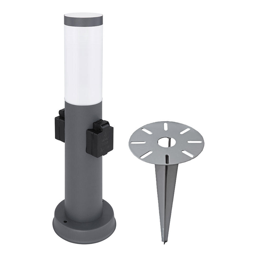 LED SOCKELLEUCHTE Boston Anthrazit Edelstahl - Anthrazit, Metall (12.7/12.7/45cm)