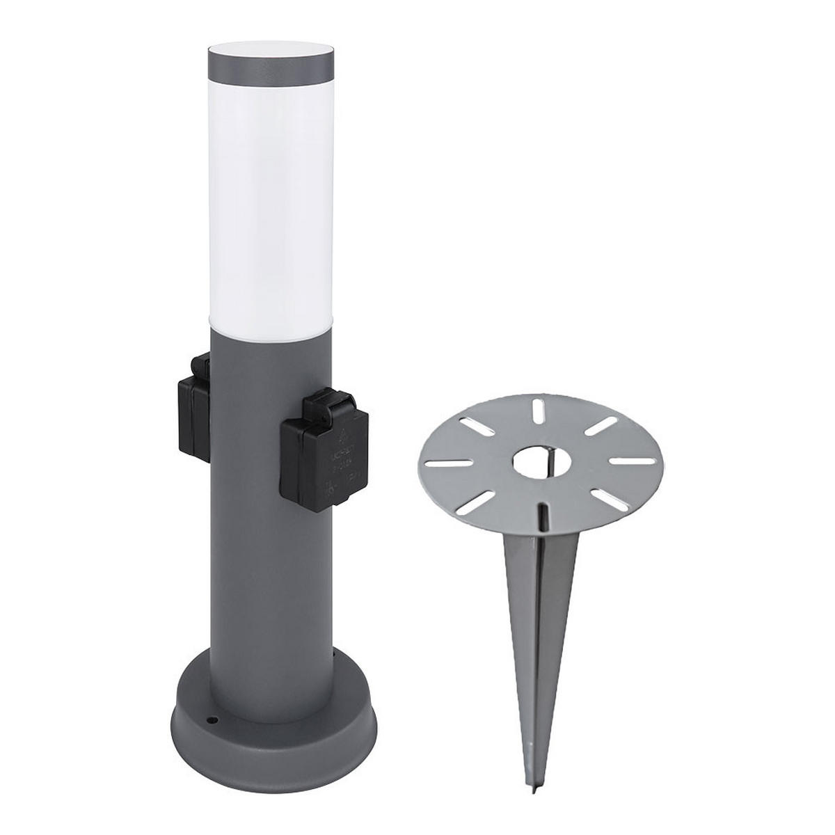 LED SOCKELLEUCHTE Boston Anthrazit Edelstahl - Anthrazit, Metall (12.7/12.7/45cm)