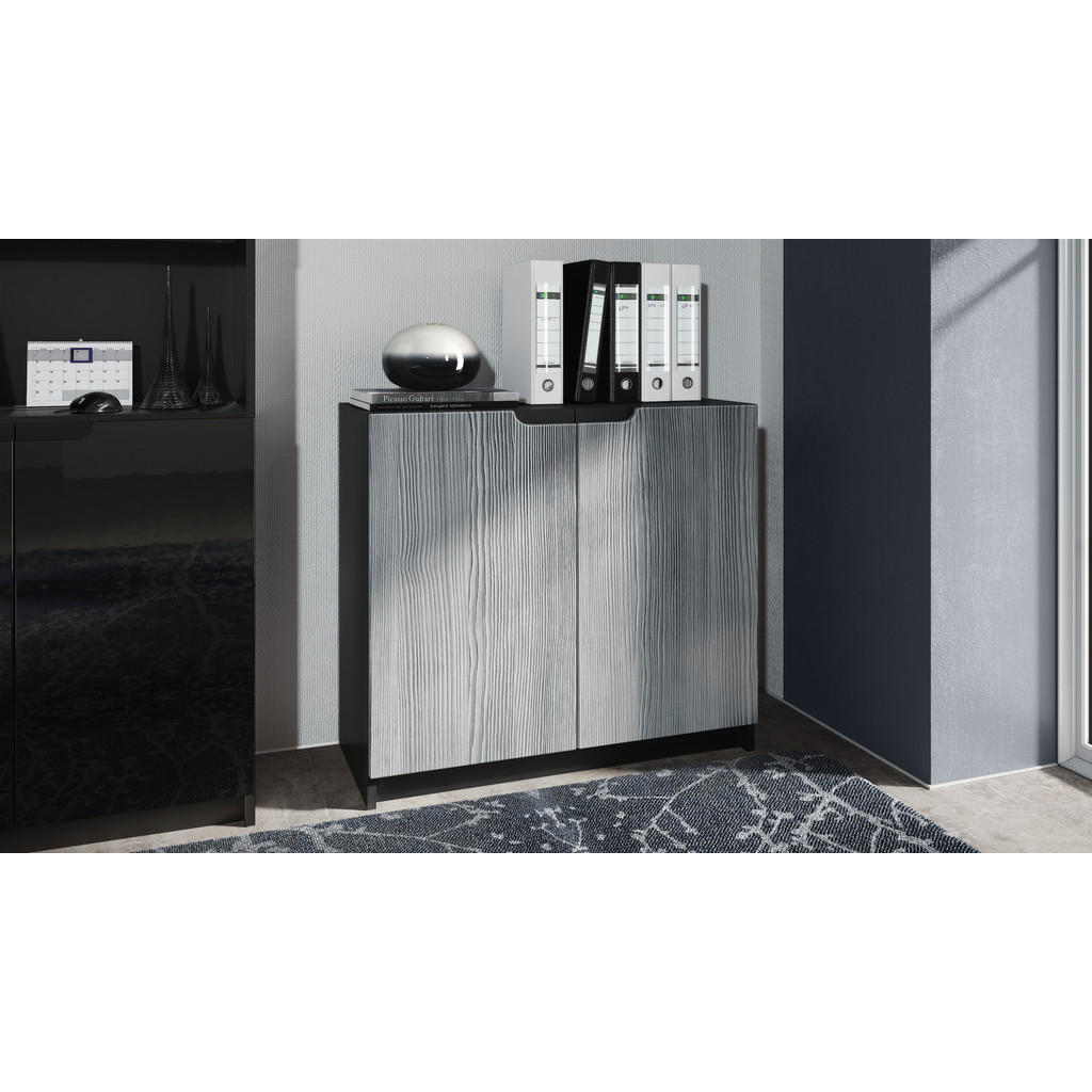 Thumbnail - Vladon Kommode, Anthrazit, Holzwerkstoff, 82x78x37 cm, Wohnzimmer, Kommoden & Sideboards, Kommoden