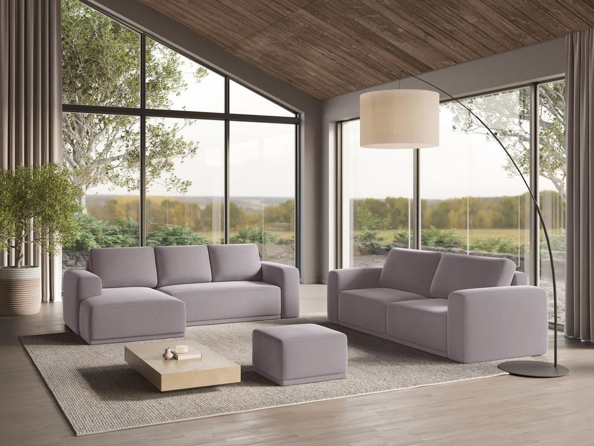 ECKSOFA mit Schlaffunktion Samt Stoff Violett - Lila/Flieder, Kunststoff/Textil (258/160cm) - Makamii