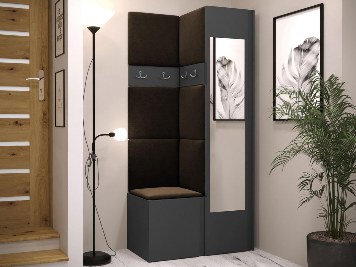 GARDEROBEN-SET Orion XXV - Graphitfarben/Braun, Holzwerkstoff/Kunststoff (82/186/46cm) - MIRJAN24
