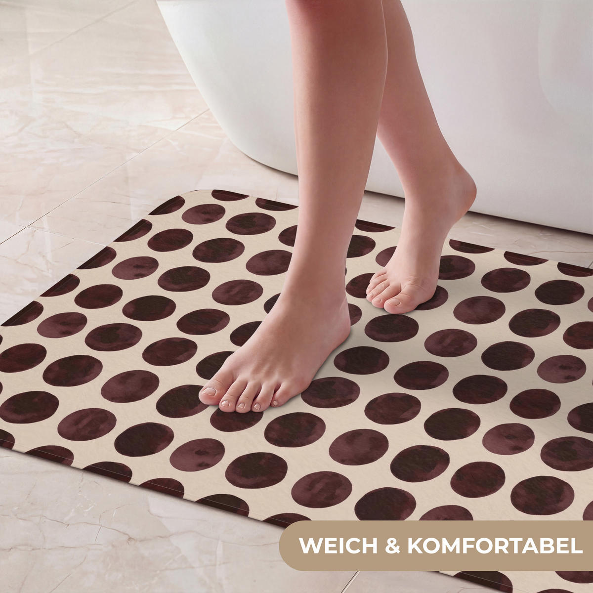 KOUPELNOVÁ PŘEDLOŽKA Puntíky - Vzor - Hnědý 80x50 cm - bordeaux, textil/plast (80/50cm)