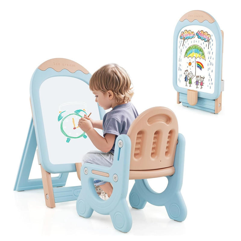 Costway Kinderspieltisch Blau 53x73x42 cm