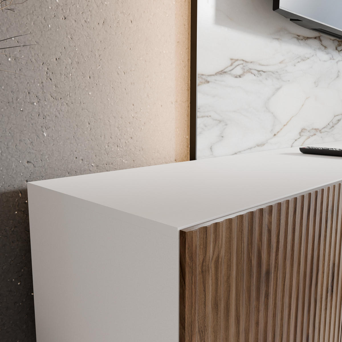 LOWBOARD VAREN 100/41/40 cm, Hängender TV-Schrank Weiß / Eichefarben - Eichefarben/Weiß, Holzwerkstoff (100/41/40cm) - MASSENO