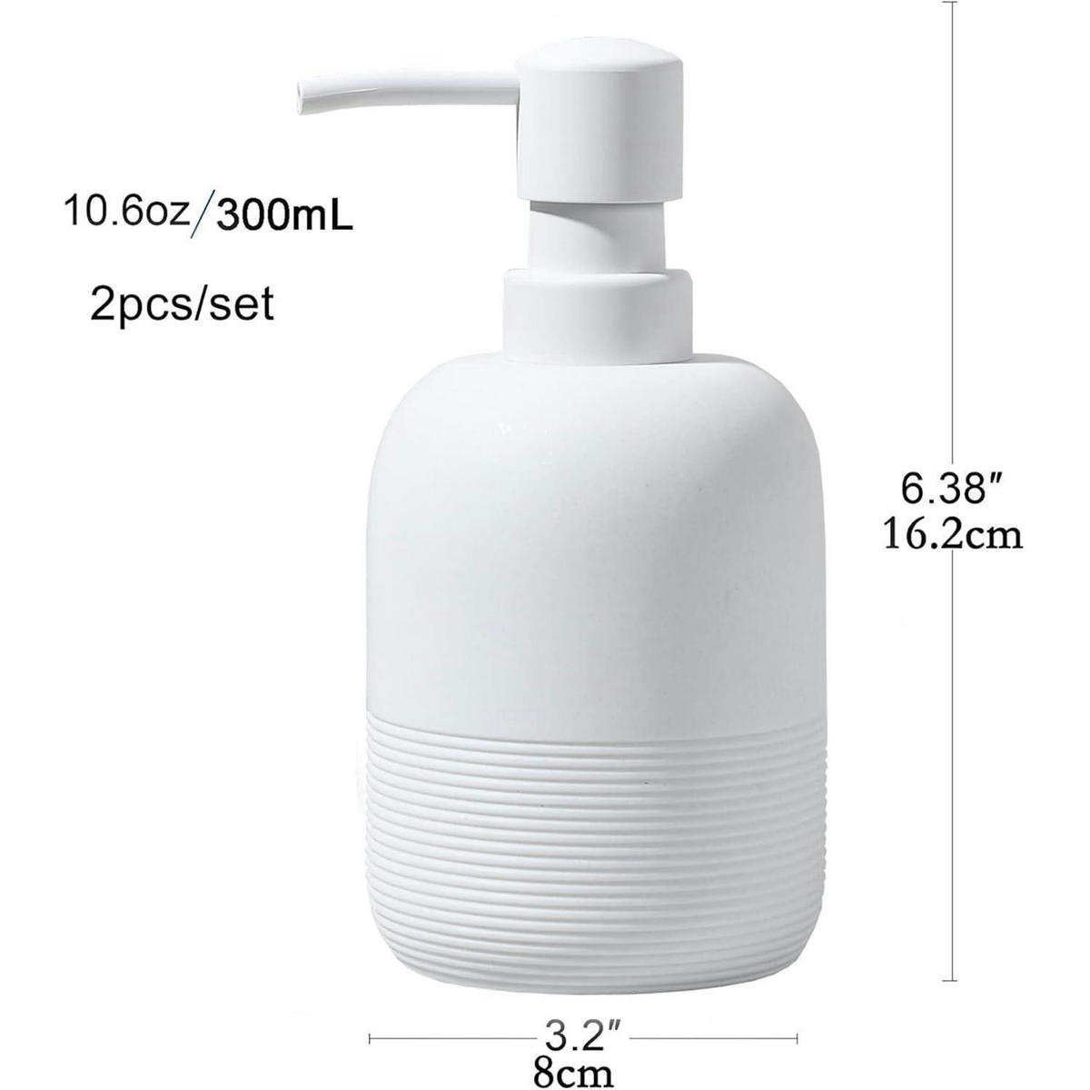 SEIFENLOTIONSPENDER 2-teiliges Set Weiß mit Ersatzpumpe - Weiß, Kunststoff (8/16.2/8cm)