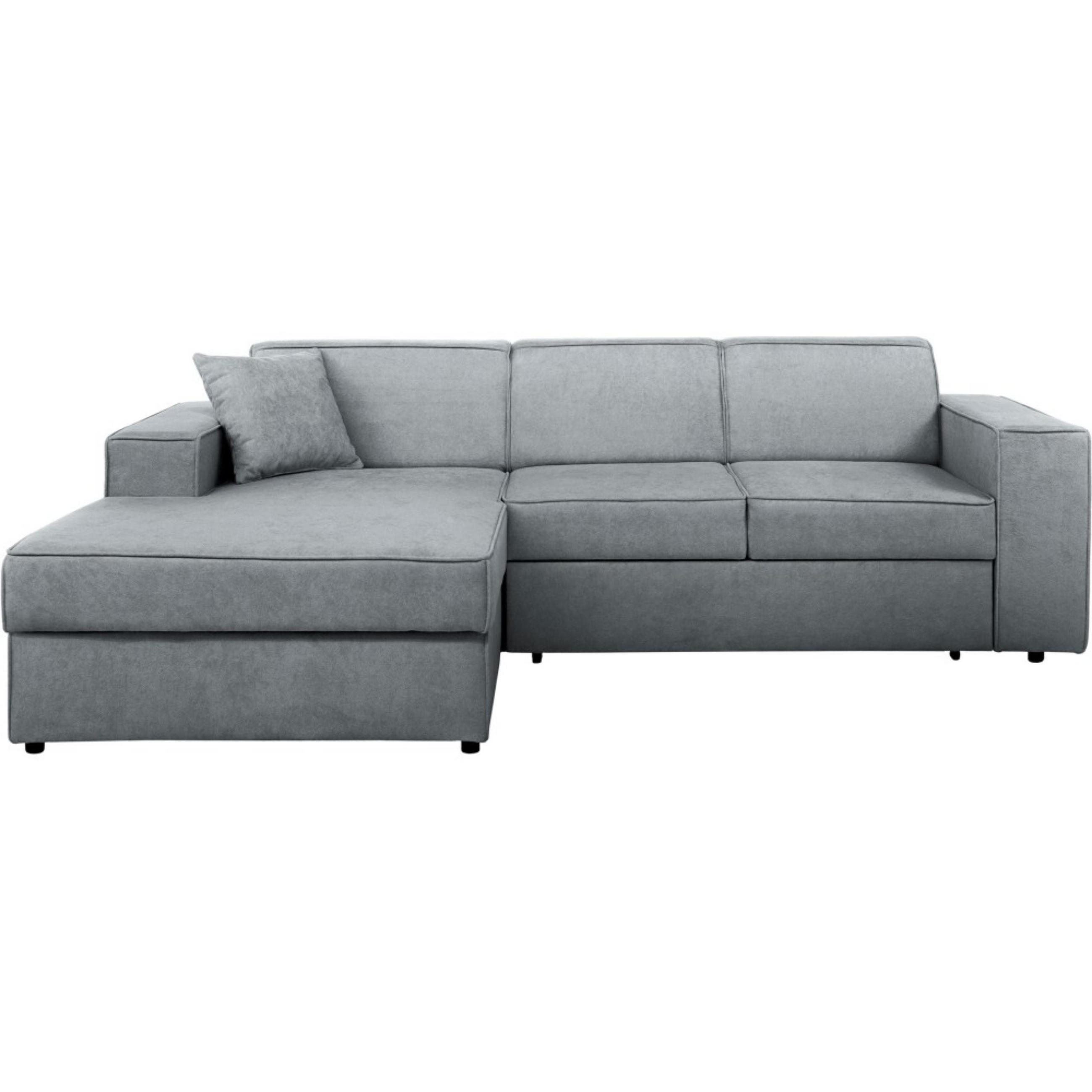 ECKSCHLAFSOFA mit Schlaffunktion Pedro L hellgrau links - Hellgrau/Schwarz, Kunststoff/Textil (267/160cm) - Beautysofa