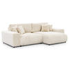 ECKSOFA Mollis Hellbeige Plüschcord - Ottomane Rechts - Beige/Schwarz, Holz/Kunststoff (255/168cm) - S-Style Möbel