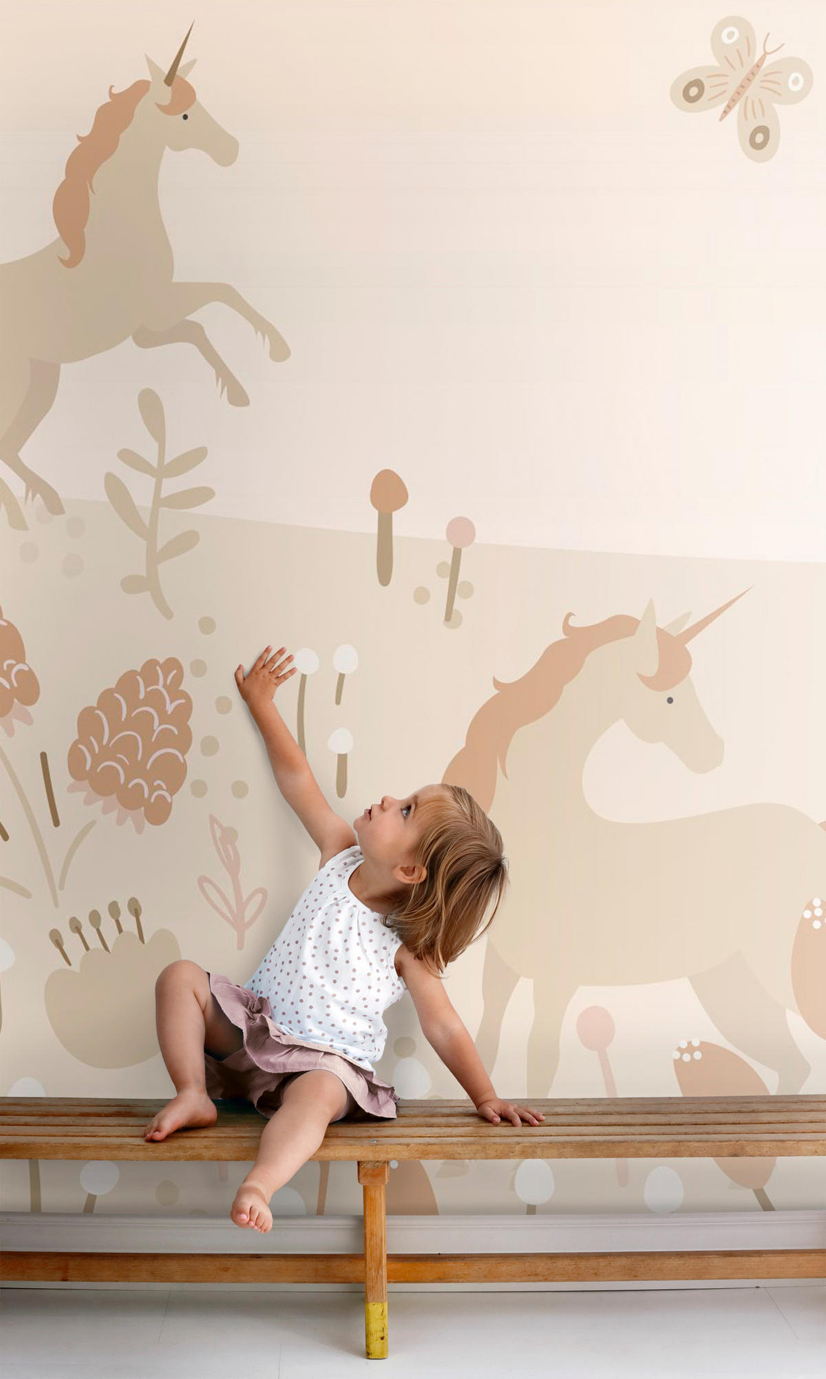 FOTOTAPETE Einhörner 250 x 279 cm - Beige, Papier (250/279cm) - ESTAhome