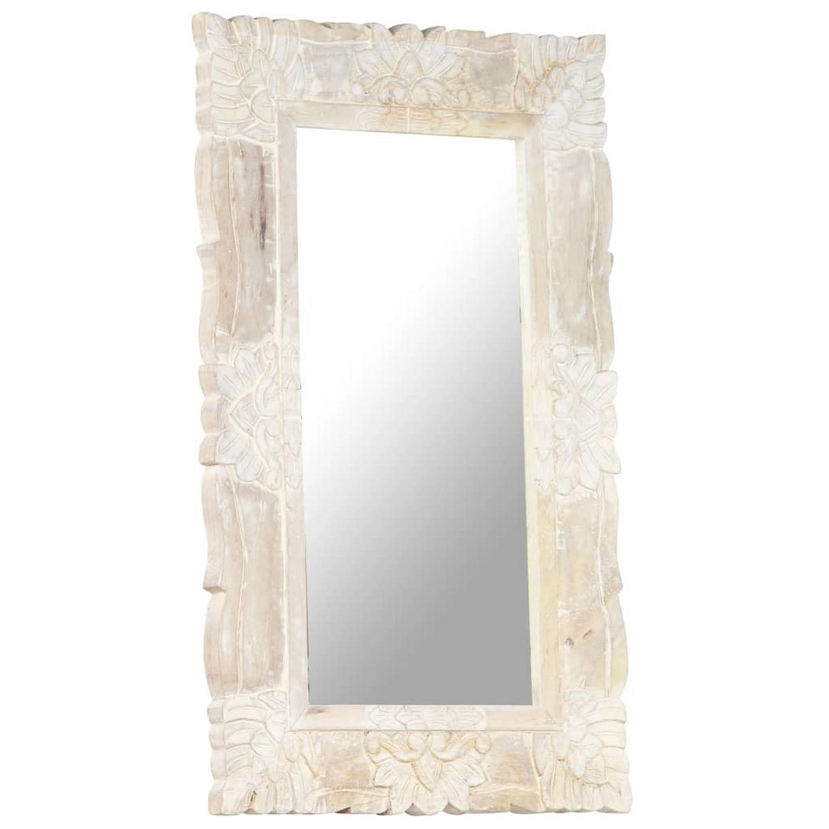 SPIEGEL Weiß 80x50 cm Mango Massivholz - Weiß, Holz (50/80/1cm) - furnicato