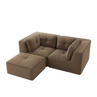 2-SITZER Sofa 208x177x69 cm aus Cordstoff rahmenlos modular mit Ottoman, braun - Braun, Textil (177/69/208cm)