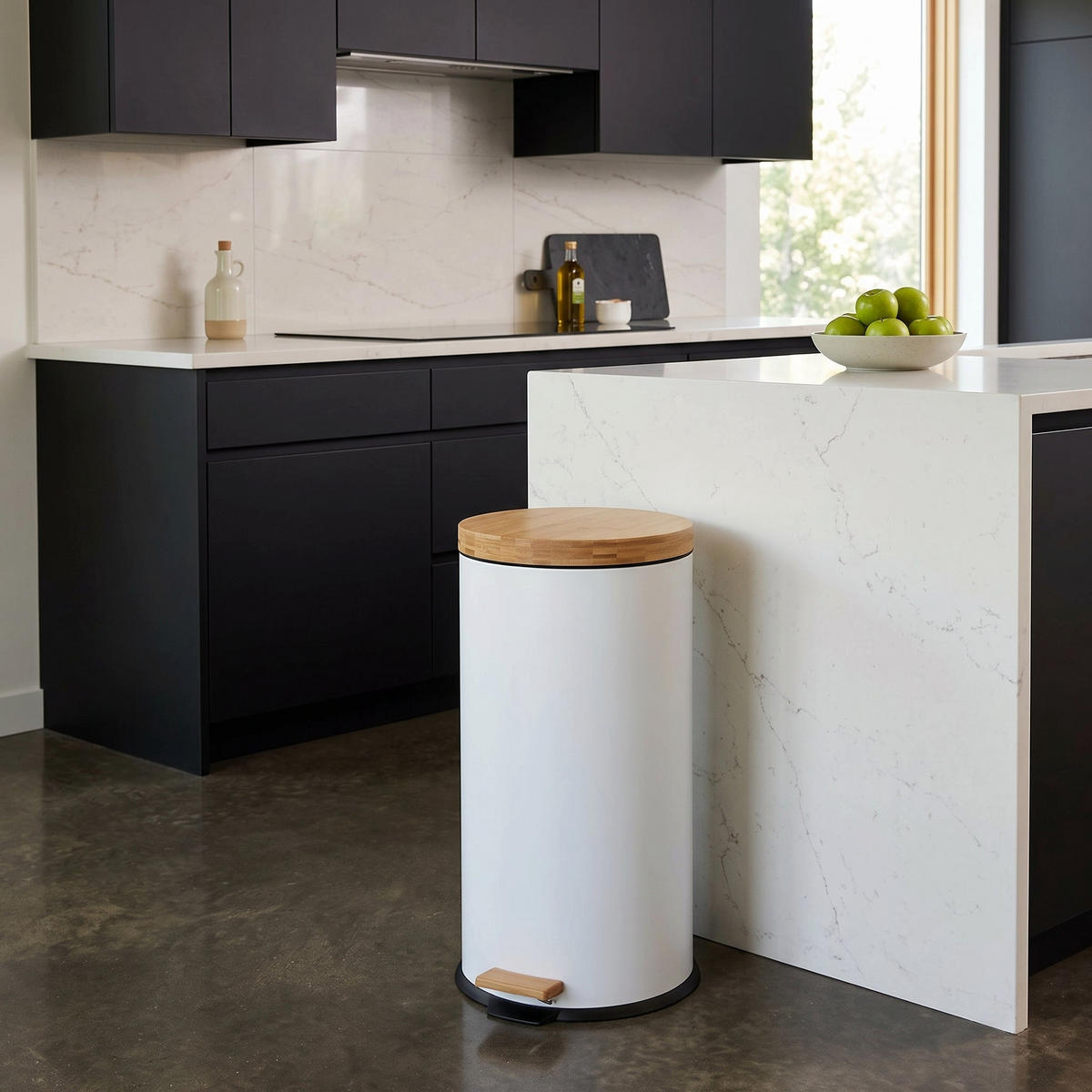 KÜCHENMÜLLEIMER mit Pedal FOREST weiß - Weiß, Metall (29/63/29cm) - Kitchen Move