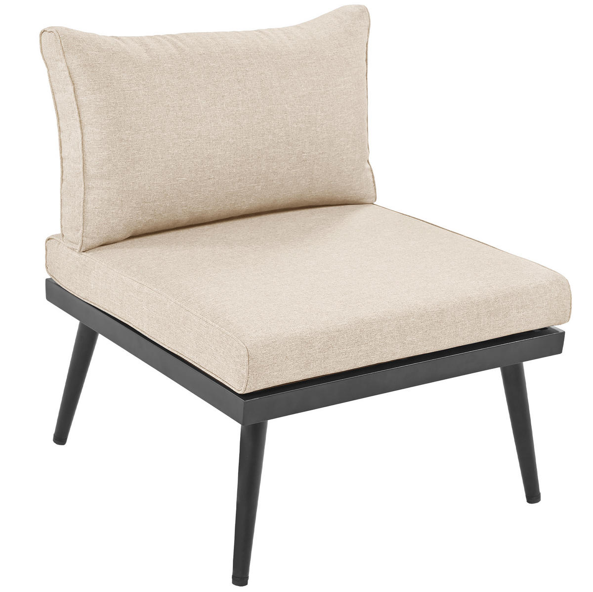 GARTEN-LOUNGESET 160/64/75 cm, 6-teilig mit modularer Stellvariante, Kissen und verzinktem Eisen, Beige - Beige, Metall - Redom