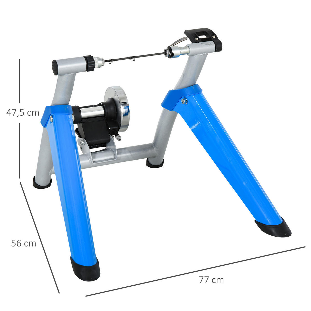 ROLLENTRAINER Fahrradtrainer mit Magnetbremse für 650C, 700C/26"-29" - Blau, Metall (56/47.5/77cm)