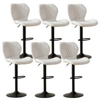 BARHOCKER 6er-Set PU-Kunstleder Beige Höhenverstellbar 360° drehbar - Weiß, Kunststoff (46.5/111/38cm)