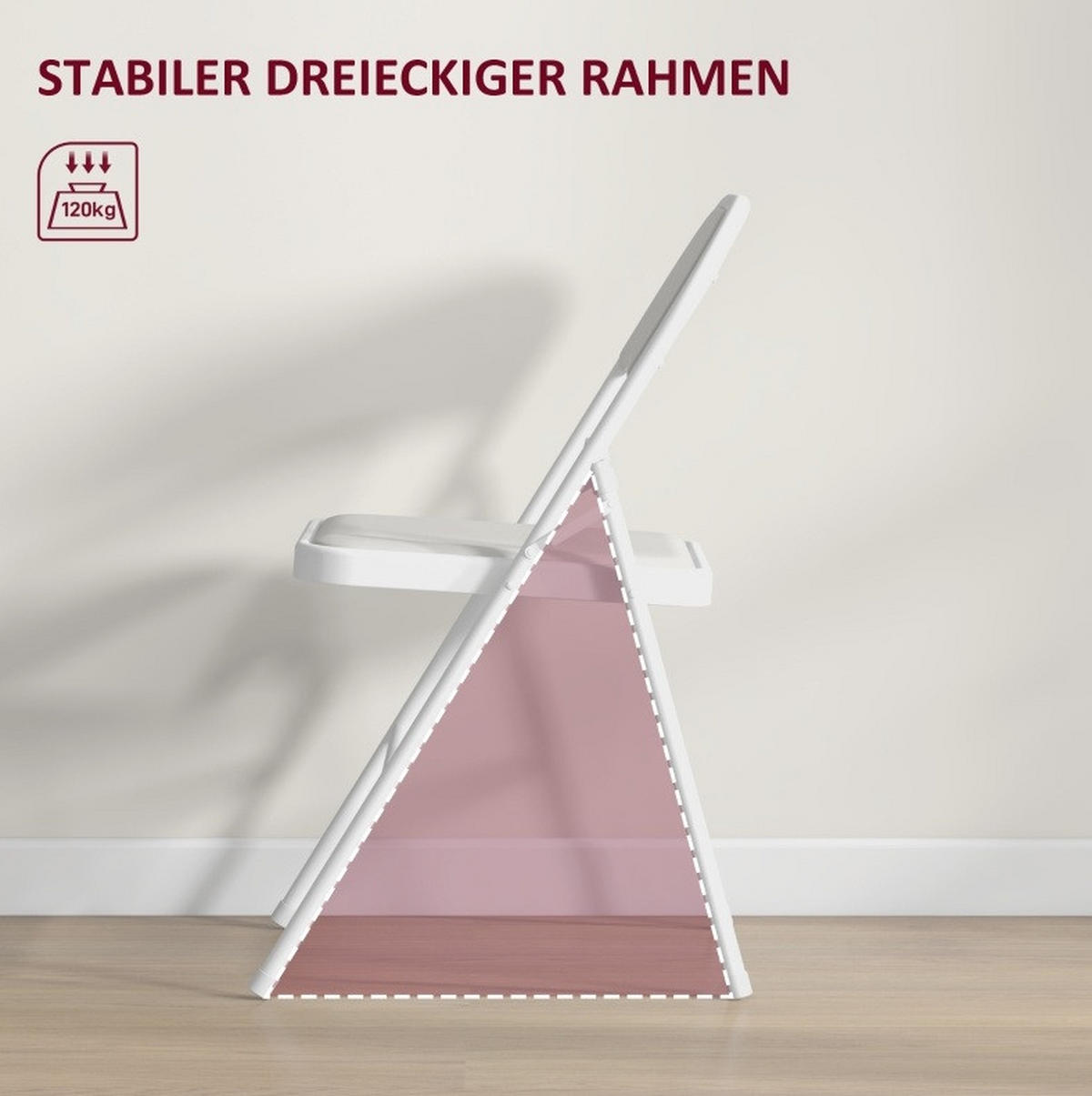 KLAPPSTUHL faltbar 45 x 46 x 78 cm Kunstleder Weiß 4er-Set - Weiß, Metall (45/78/46cm) - Meubliv